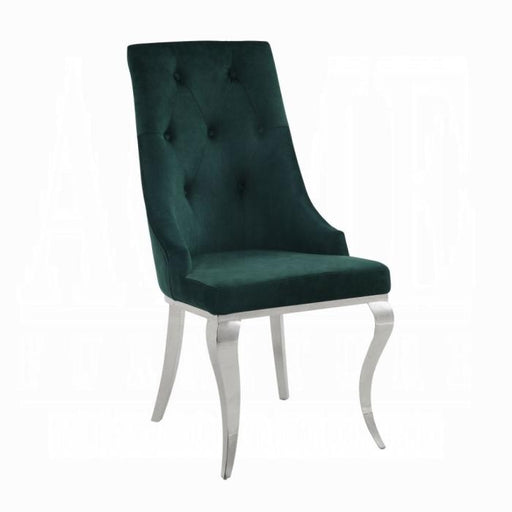Dekel Green Fabric & Stainless Steel Side Chair - Marjories Furniture (Las Vegas, NV)
