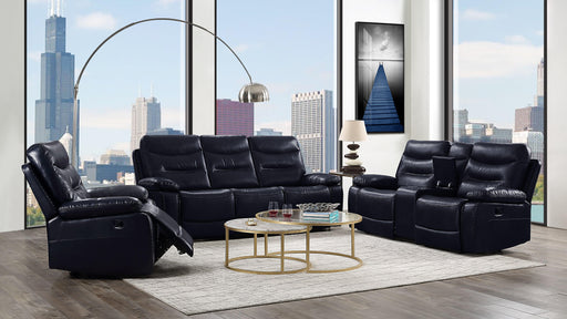 Aashi Navy Leather-Gel Match Sofa (Motion) - Marjories Furniture (Las Vegas, NV)