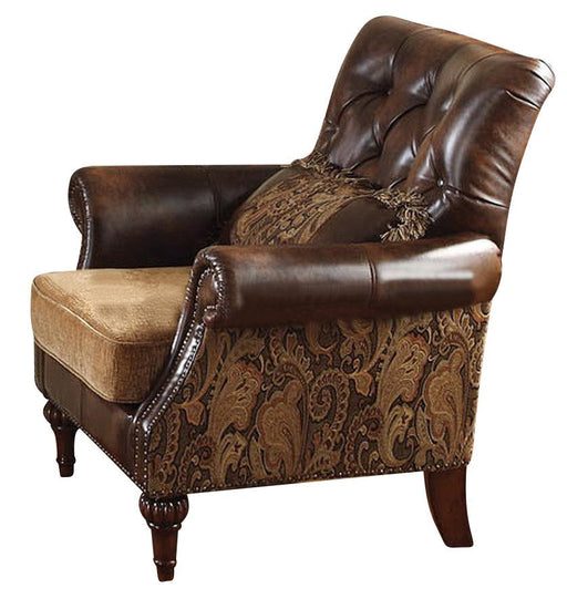 Acme Dreena Traditional Bonded Leather and Chenille Chair 05497 - Marjories Furniture (Las Vegas, NV)