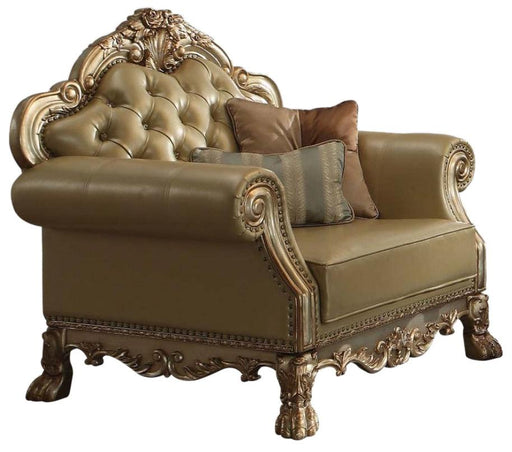 Acme Dresden Chair w/ 2 Pillows in Gold Patina 53162 - Marjories Furniture (Las Vegas, NV)