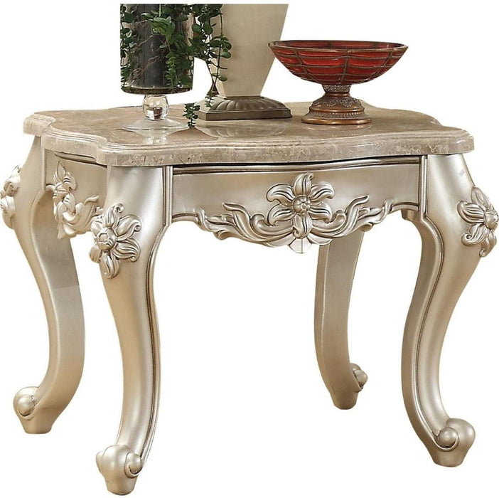 Acme Furniture Bently End Table in Marble/Champagne 81667 - Marjories Furniture (Las Vegas, NV)