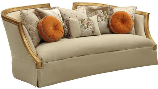 Acme Furniture Daesha Sofa in Tan Flannel & Antique Gold 50835 - Marjories Furniture (Las Vegas, NV)