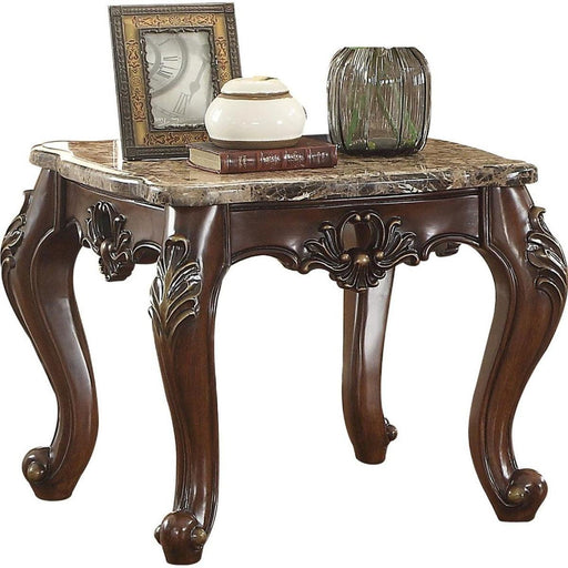 Acme Furniture Devayne End Table in Marble/Dark Walnut 81687 - Marjories Furniture (Las Vegas, NV)