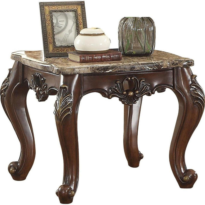 Acme Furniture Devayne End Table in Marble/Dark Walnut 81687 - Marjories Furniture (Las Vegas, NV)