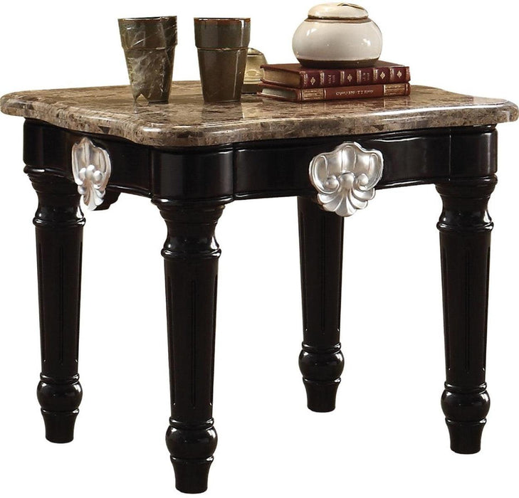 Acme Furniture Ernestine End Table in Marble/Black 82152 - Marjories Furniture (Las Vegas, NV)