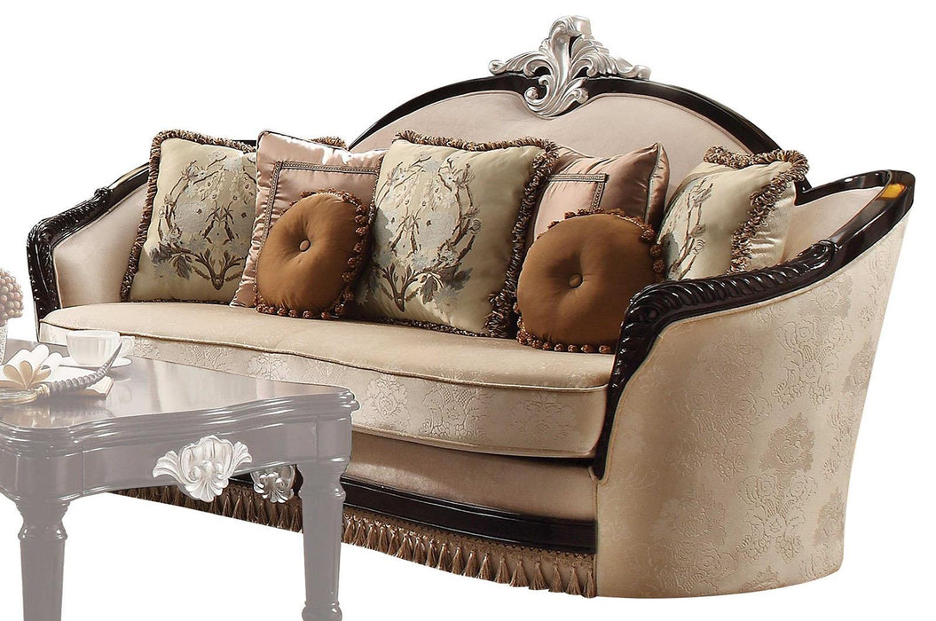 Acme Furniture Ernestine Sofa with 7 Pillows in Tan and Black 52110 - Marjories Furniture (Las Vegas, NV)