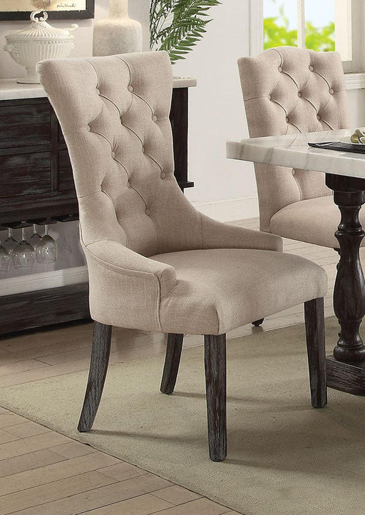 Acme Furniture Gerardo Upholstered Arm Chair in Beige and Espresso (Set of 2) 60823 - Marjories Furniture (Las Vegas, NV)