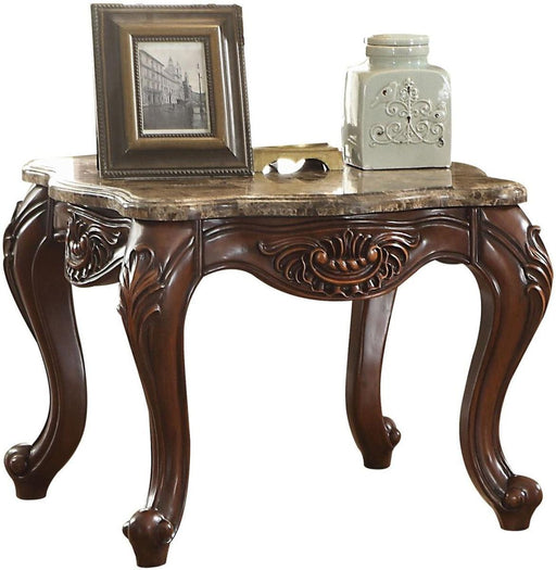 Acme Furniture Jardena End Table in Marble/Cherry Oak 81657 - Marjories Furniture (Las Vegas, NV)