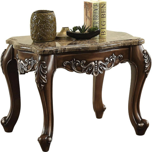 Acme Furniture Latisha End Table in Marble/Antique Oak 82147 - Marjories Furniture (Las Vegas, NV)