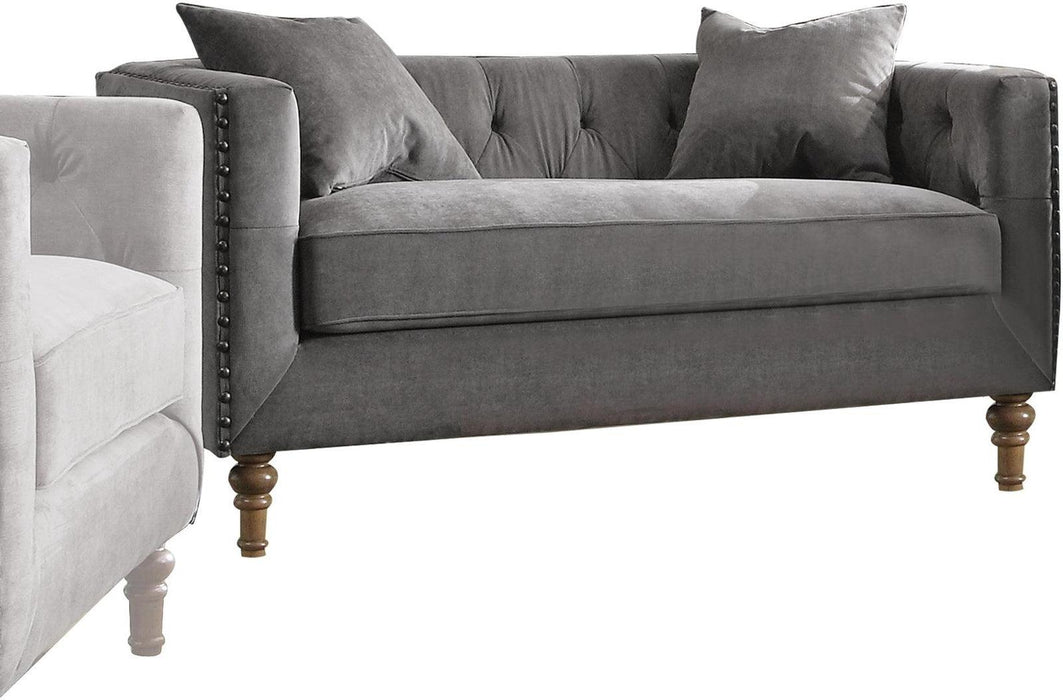 Acme Furniture Sidonia Loveseat in Gray Velvet 53581 - Marjories Furniture (Las Vegas, NV)