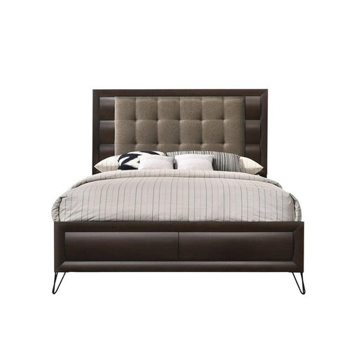 Acme Furniture Tablita Upholstered King Bed in Dark Merlot 27457EK - Marjories Furniture (Las Vegas, NV)