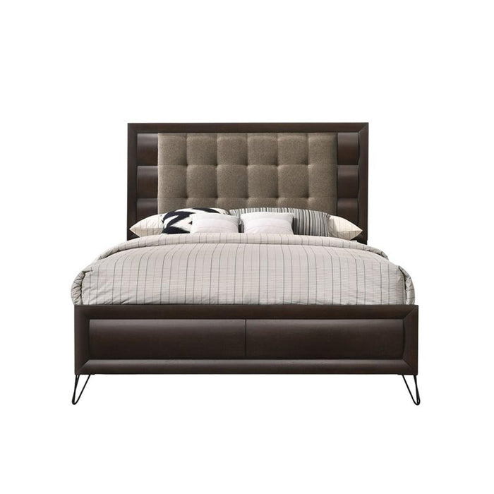 Acme Furniture Tablita Upholstered King Bed in Dark Merlot 27457EK - Marjories Furniture (Las Vegas, NV)