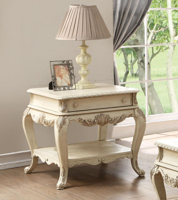 Acme Ragenardus End Table in Antique White 86022 - Marjories Furniture (Las Vegas, NV)