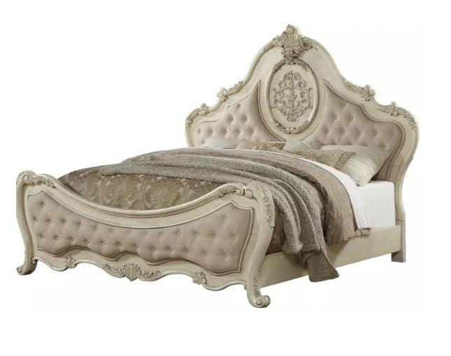 Acme Ragenardus Queen Bed in Antique White 27010Q - Marjories Furniture (Las Vegas, NV)