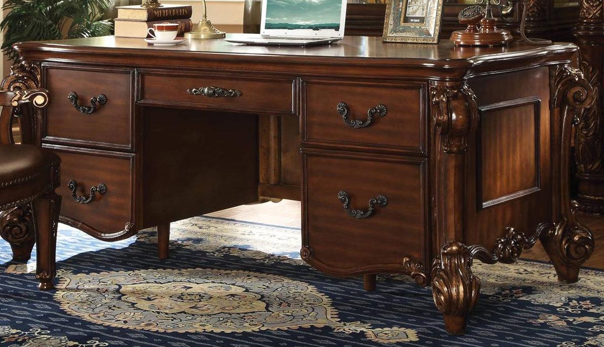 Acme Vendome Five Drawer Double Pedestal Desk in Cherry 92125 - Marjories Furniture (Las Vegas, NV)