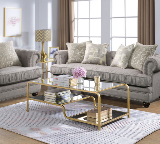 Astrid Gold & Mirror Coffee Table - Marjories Furniture (Las Vegas, NV)