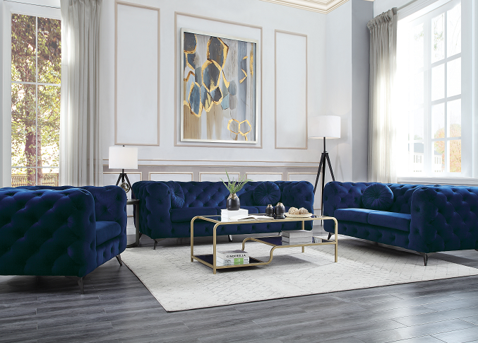 Atronia Blue Fabric Sofa - Marjories Furniture (Las Vegas, NV)