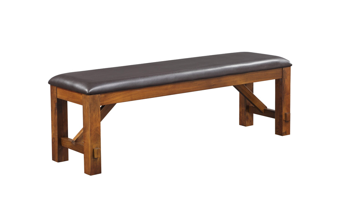 Apollo Espresso PU & Walnut Bench - Marjories Furniture (Las Vegas, NV)