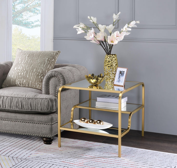 Astrid Gold & Mirror End Table - Marjories Furniture (Las Vegas, NV)