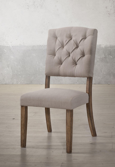 Bernard Cream Linen & Weathered Oak Side Chair - Marjories Furniture (Las Vegas, NV)
