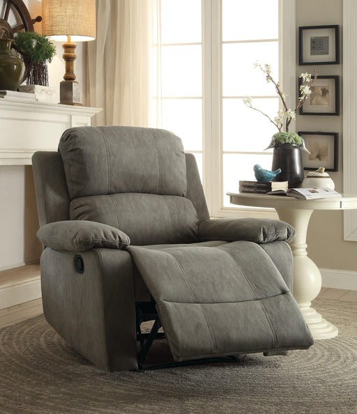 Bina Gray Polished Microfiber Recliner (Motion) - Marjories Furniture (Las Vegas, NV)