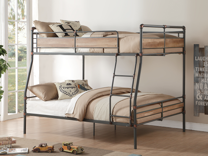 Brantley II Sandy Black & Dark Bronze Hand-Brushed Full XL/Queen Bunk Bed - Marjories Furniture (Las Vegas, NV)