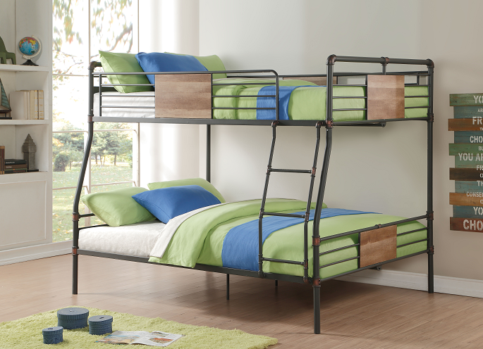 Brantley Sandy Black & Dark Bronze Hand-Brushed Full XL/Queen Bunk Bed - Marjories Furniture (Las Vegas, NV)