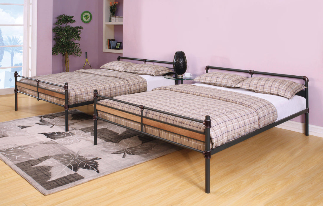 Brantley II Sandy Black & Dark Bronze Hand-Brushed Bunk Bed (Queen/Queen) - Marjories Furniture (Las Vegas, NV)