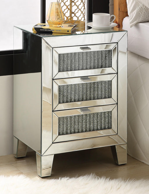 Caesia Mirrored & Faux Diamonds Accent Table - Marjories Furniture (Las Vegas, NV)