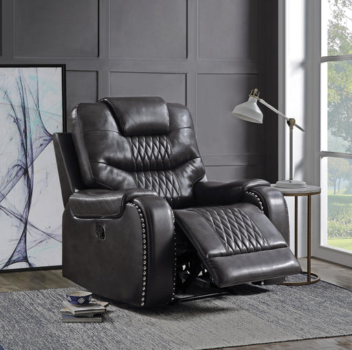 Braylon Magnetite PU Recliner (Motion) - Marjories Furniture (Las Vegas, NV)