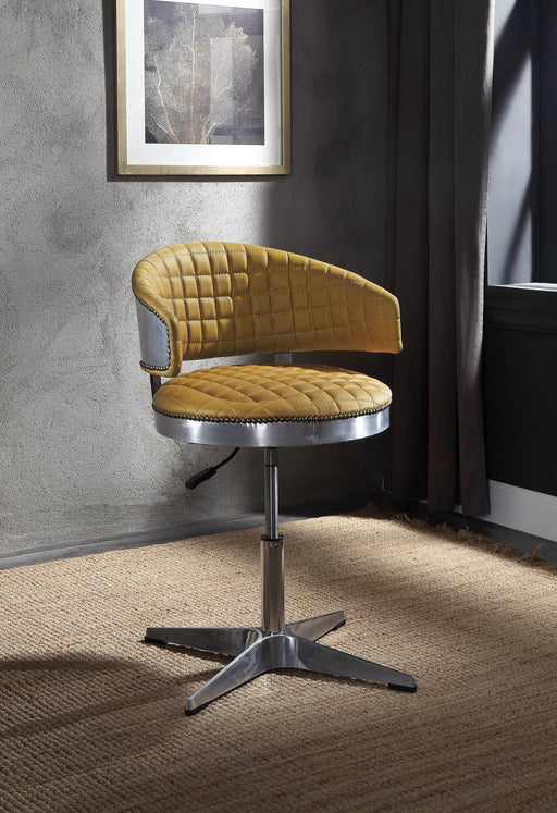 Brancaster Turmeric Top Grain Leather & Chrome Adjustable Chair w/Swivel - Marjories Furniture (Las Vegas, NV)
