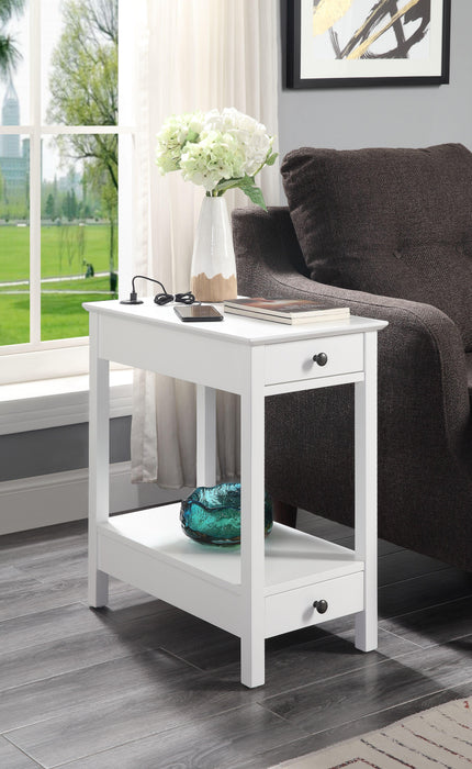 Byzad White Side Table (USB Charging Dock) - Marjories Furniture (Las Vegas, NV)