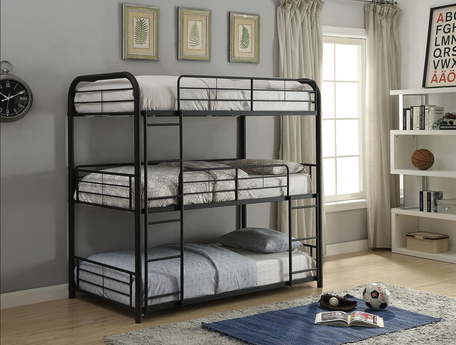 Cairo Sandy Black Bunk Bed (Triple Full) - Marjories Furniture (Las Vegas, NV)