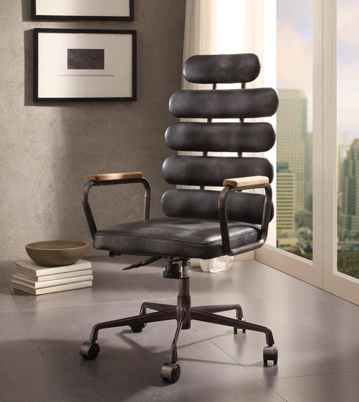 Calan Vintage Black Top Grain Leather Office Chair - Marjories Furniture (Las Vegas, NV)