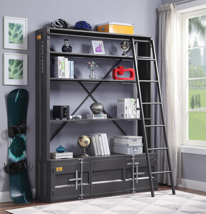 Cargo Gunmetal Bookshelf & Ladder - Marjories Furniture (Las Vegas, NV)