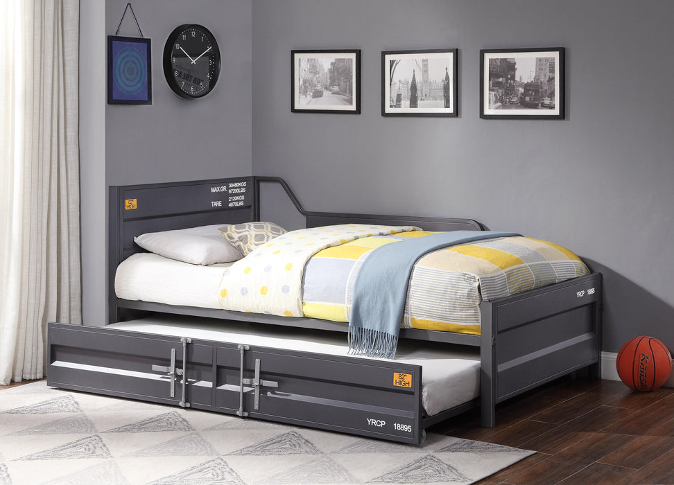 Cargo Gunmetal Daybed & Trundle (Twin Size) - Marjories Furniture (Las Vegas, NV)