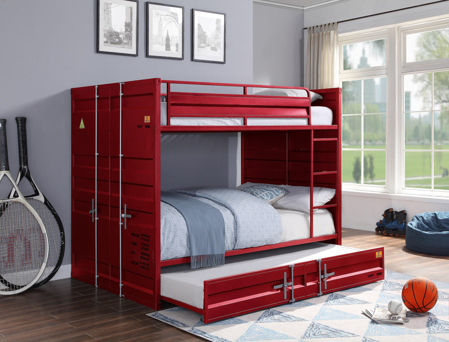 Cargo Red Bunk Bed (Full/Full) - Marjories Furniture (Las Vegas, NV)