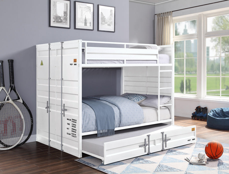 Cargo White Bunk Bed (Full/Full) - Marjories Furniture (Las Vegas, NV)