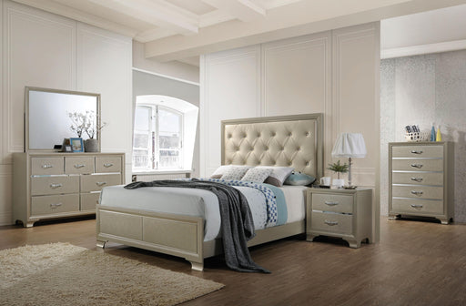 Carine PU & Champagne Queen Bed - Marjories Furniture (Las Vegas, NV)