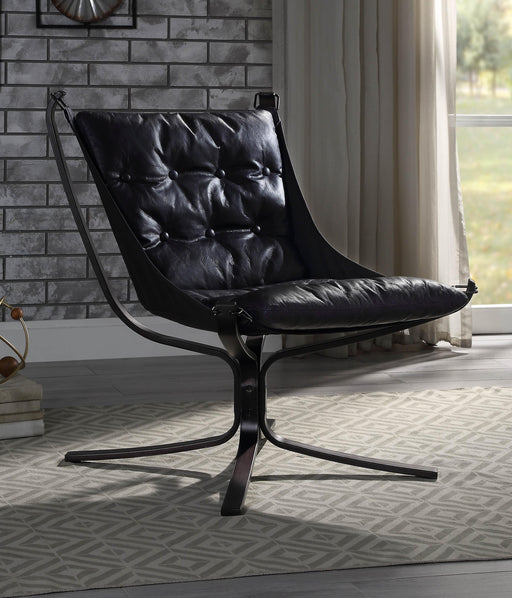 Carney Vintage Blue Top Grain Leather Accent Chair - Marjories Furniture (Las Vegas, NV)