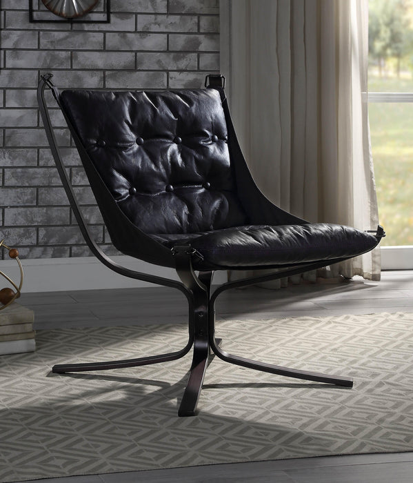 Carney Vintage Blue Top Grain Leather Accent Chair - Marjories Furniture (Las Vegas, NV)