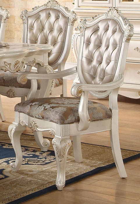 Chantelle Rose Gold PU & Pearl White Arm Chair - Marjories Furniture (Las Vegas, NV)