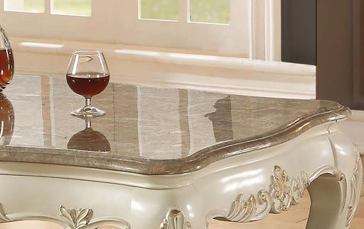 Chantelle Marble & Pearl White Coffee Table - Marjories Furniture (Las Vegas, NV)