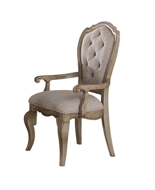 Chelmsford Beige Fabric & Antique Taupe Arm Chair - Marjories Furniture (Las Vegas, NV)