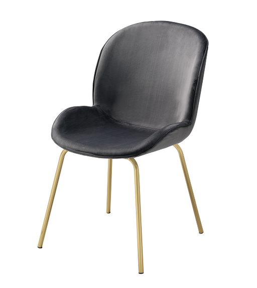 Chuchip Gray Velvet & Gold Side Chair - Marjories Furniture (Las Vegas, NV)