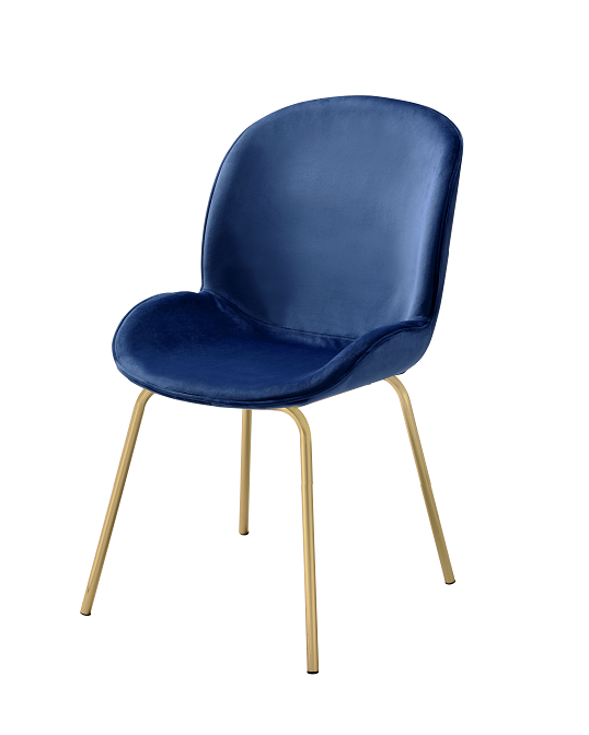 Chuchip Blue Velvet & Gold Side Chair - Marjories Furniture (Las Vegas, NV)