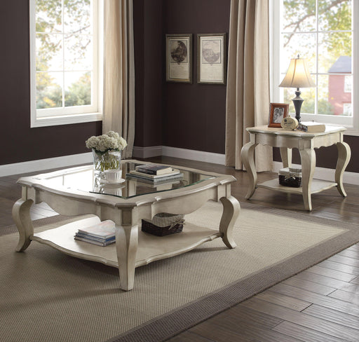 Chelmsford Antique Taupe & Clear Glass Coffee Table - Marjories Furniture (Las Vegas, NV)