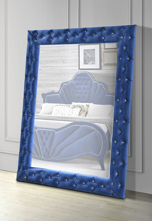 Dante Blue Velvet Accent Floor Mirror - Marjories Furniture (Las Vegas, NV)
