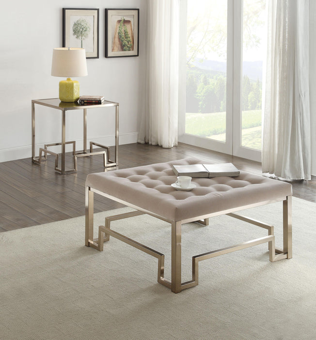 Damien Fabric & Champagne Cocktail Ottoman - Marjories Furniture (Las Vegas, NV)