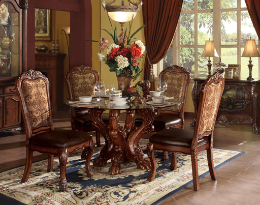Dresden Cherry Oak & Clear Glass Dining Table - Marjories Furniture (Las Vegas, NV)